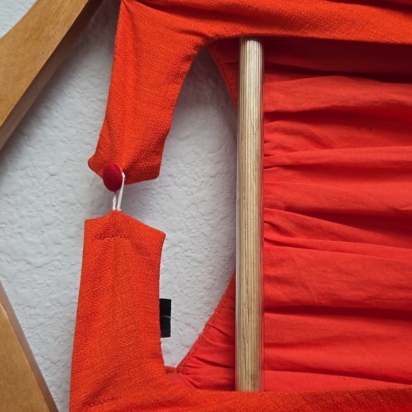 Banana Republic Balloon Sleeves Open Back Vibrant Orange Mini Dress - Picture 10 of 11